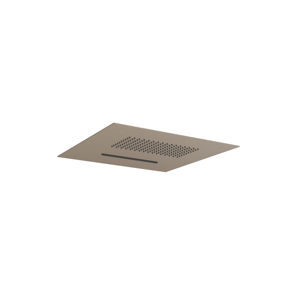 15" Stainless Steel Flush Mount Rainhead With Cascade Waterfall | Dark Tan