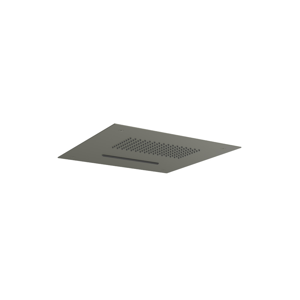 15" Stainless Steel Flush Mount Rainhead With Cascade Waterfall | Gun Metal Grey