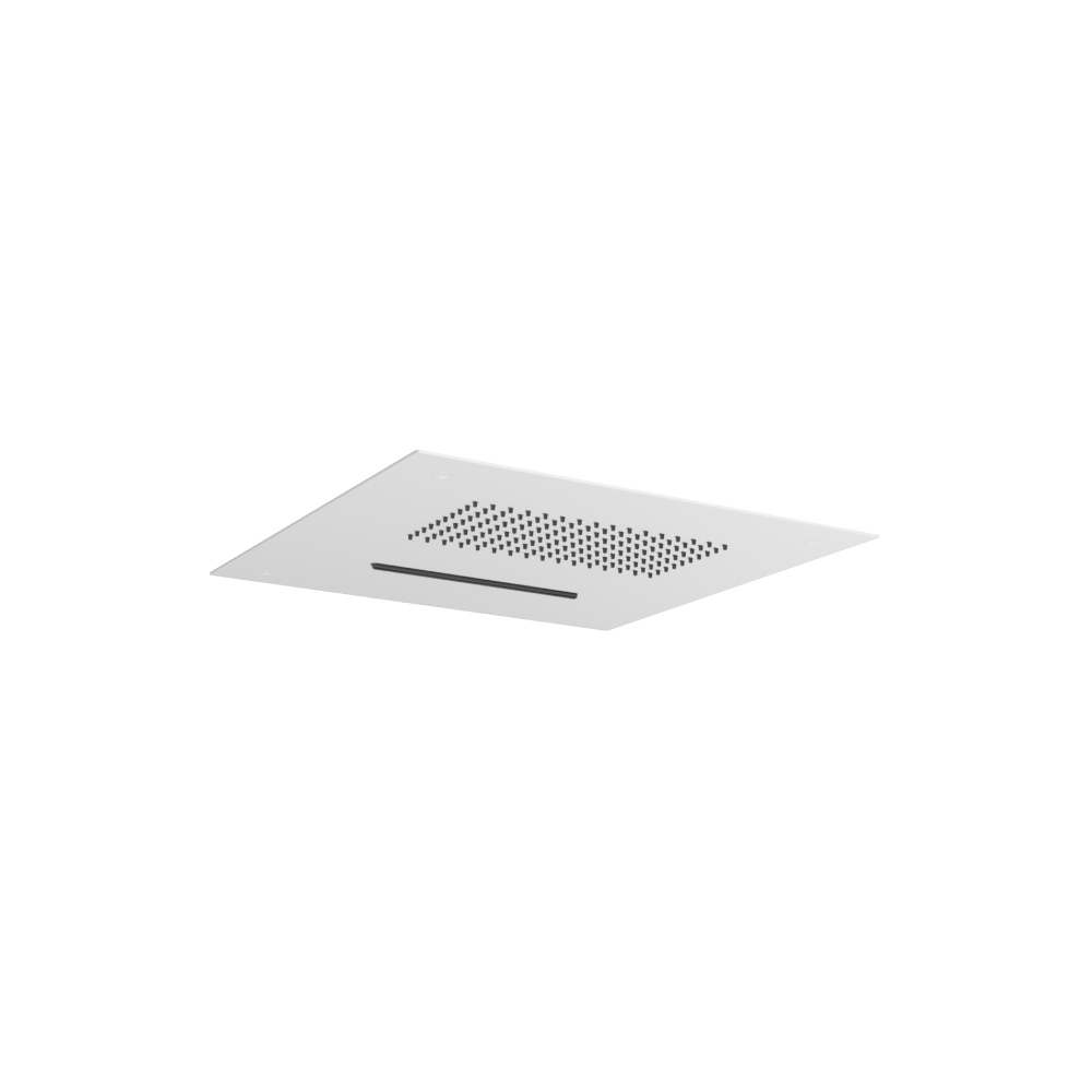 15" Stainless Steel Flush Mount Rainhead With Cascade Waterfall | Gloss White