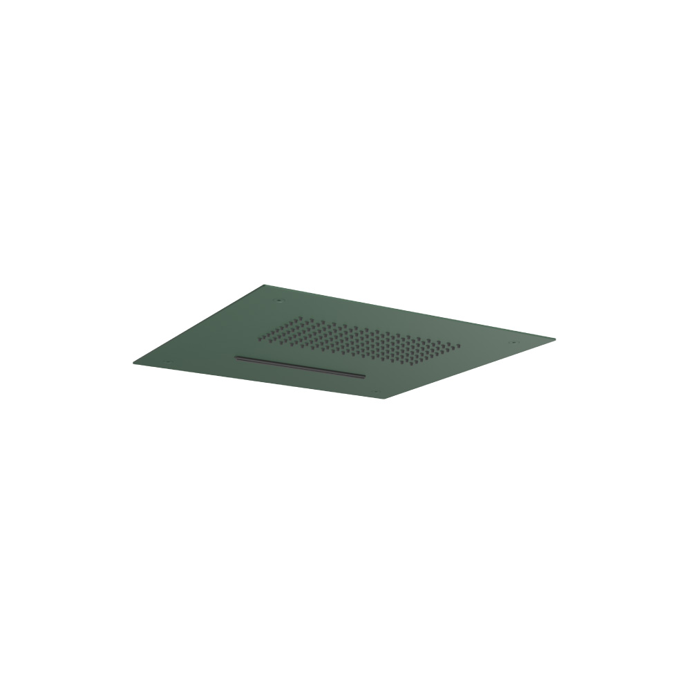 15" Stainless Steel Flush Mount Rainhead With Cascade Waterfall | Leaf Green