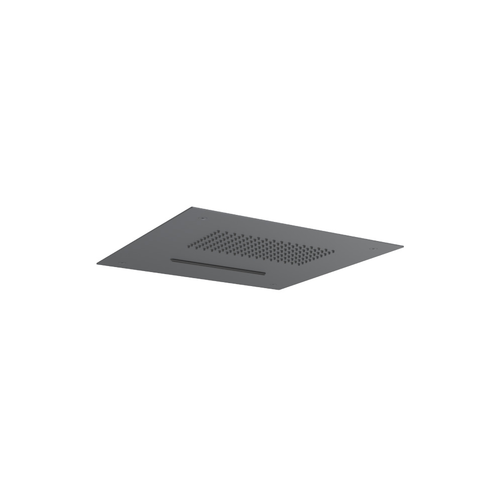 15" Stainless Steel Flush Mount Rainhead With Cascade Waterfall | Rock Grey