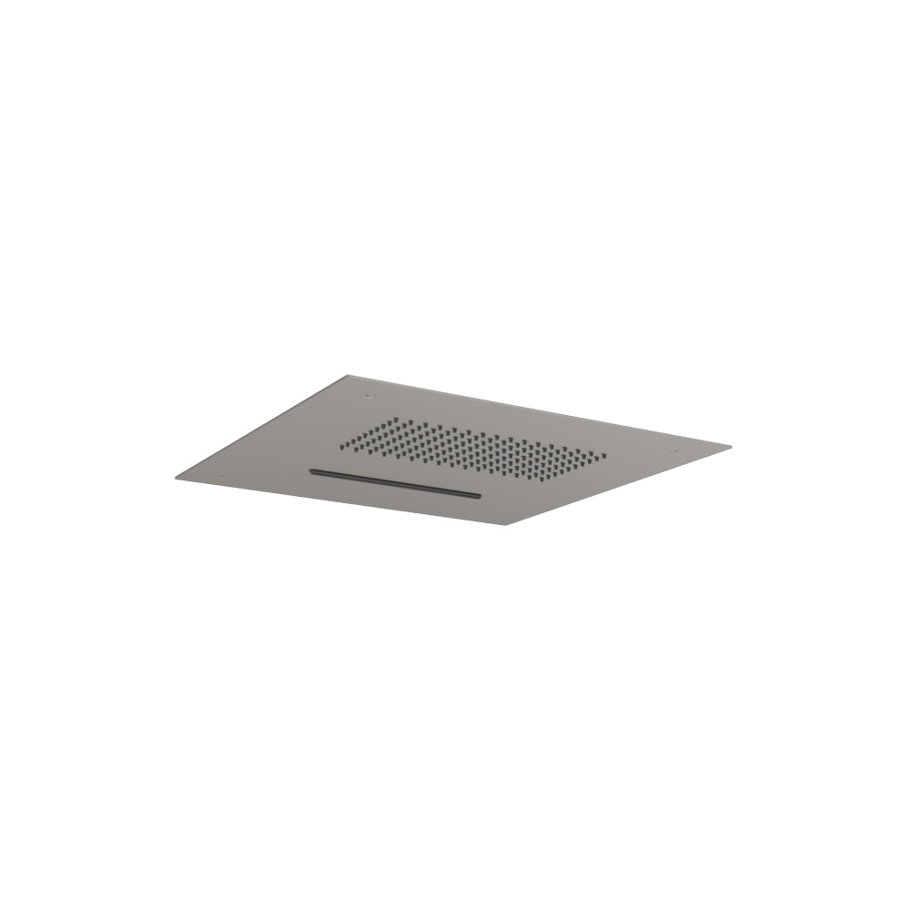 15" Stainless Steel Flush Mount Rainhead With Cascade Waterfall | Steel Grey