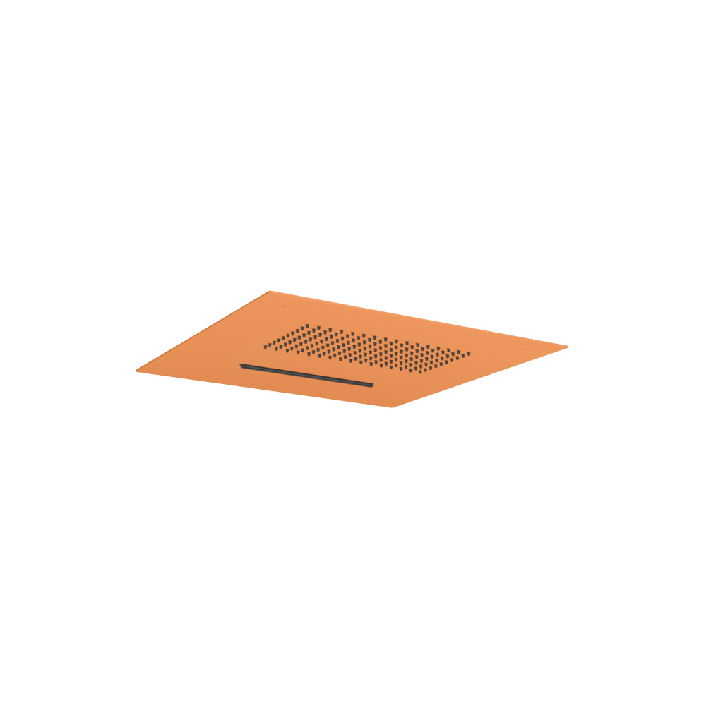 15" Stainless Steel Flush Mount Rainhead With Cascade Waterfall | Terracotta Orange