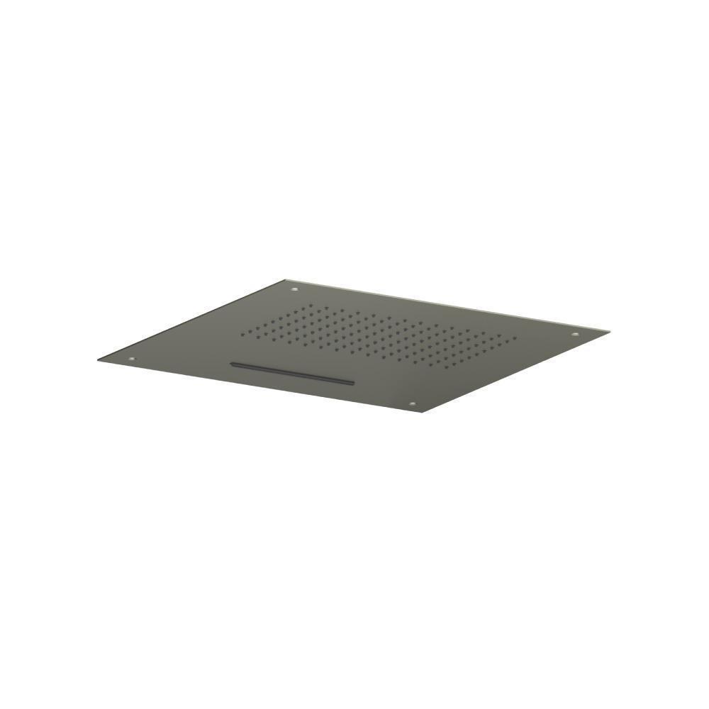 20" Stainless Steel Flush Mount Rainhead With Cascade Waterfall | Gun Metal Grey
