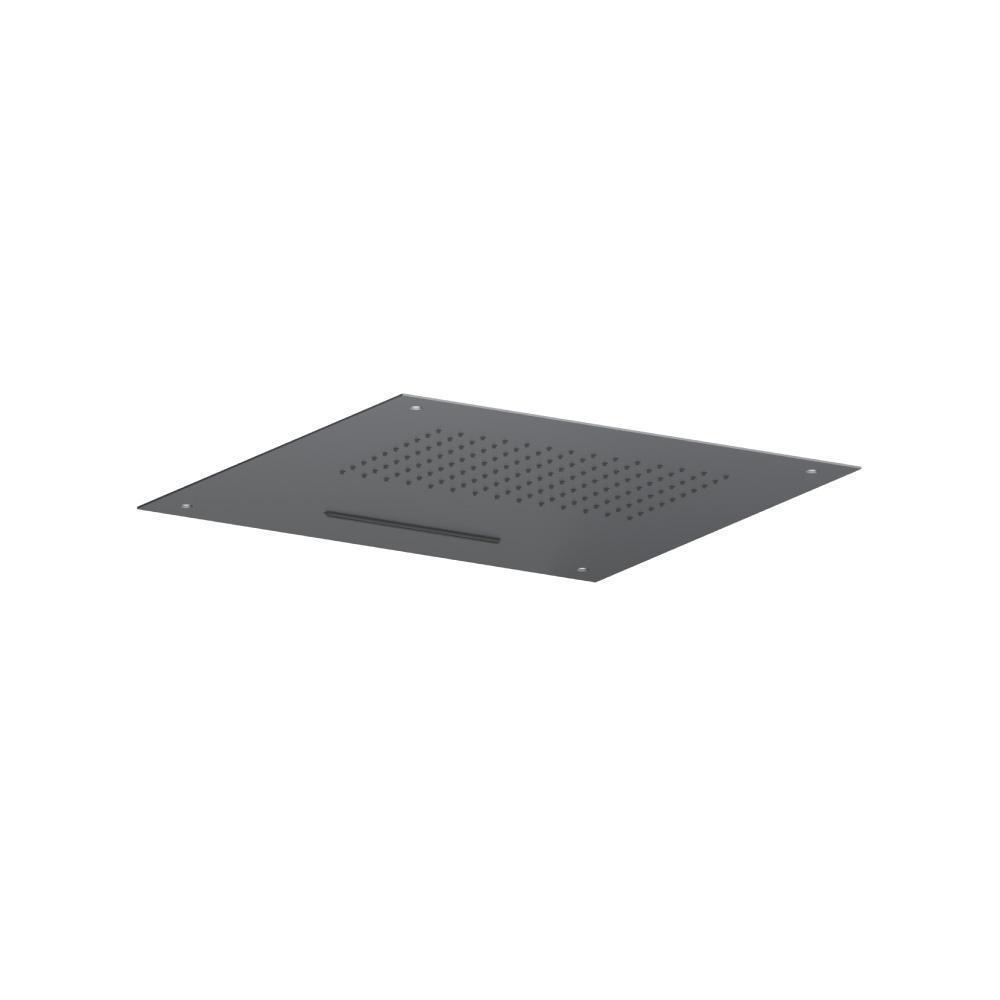 20" Stainless Steel Flush Mount Rainhead With Cascade Waterfall | Rock Grey