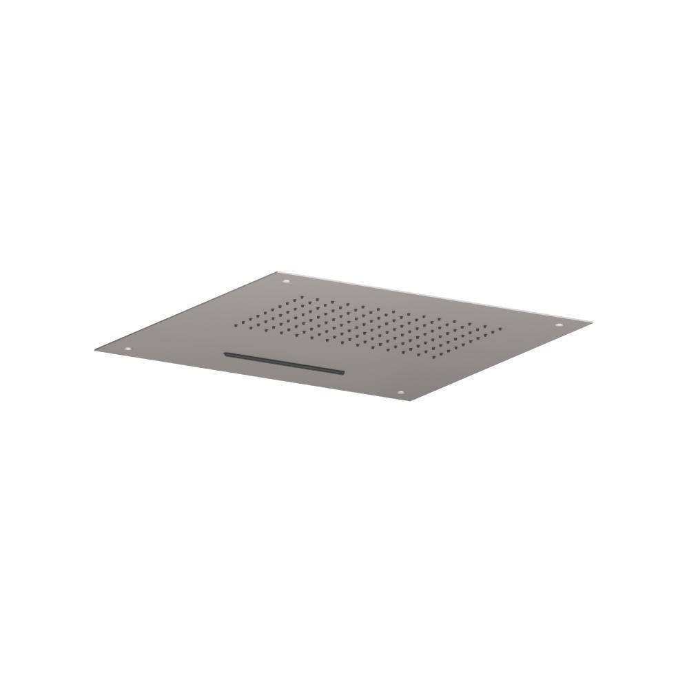 20" Stainless Steel Flush Mount Rainhead With Cascade Waterfall | Steel Grey