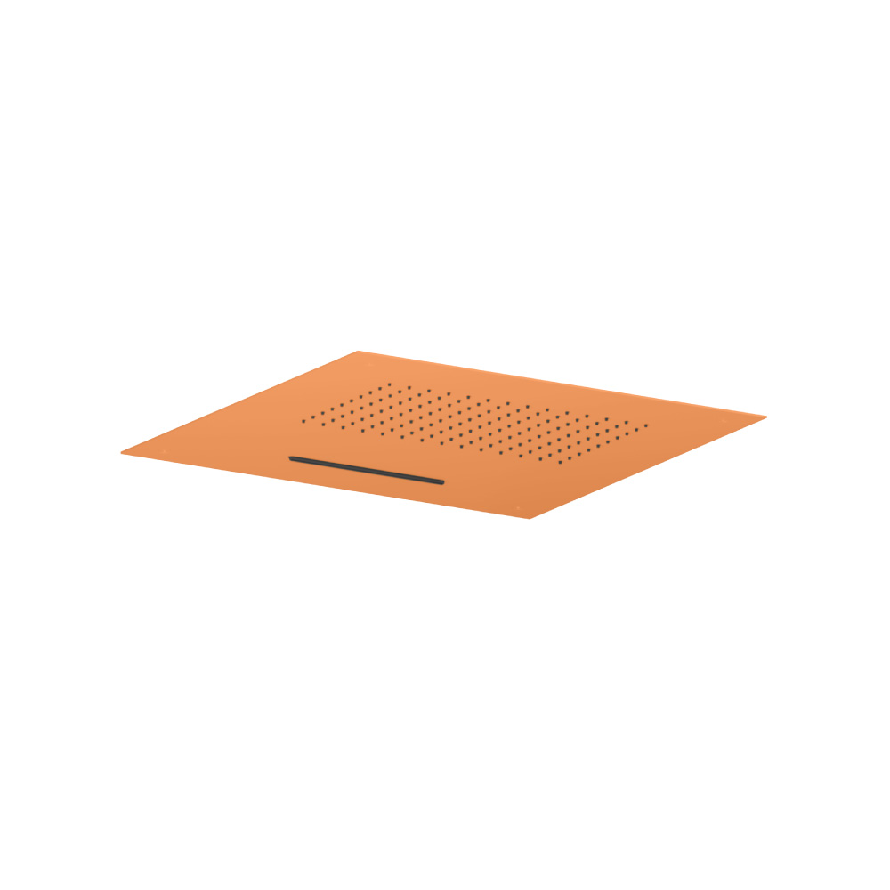 20" Stainless Steel Flush Mount Rainhead With Cascade Waterfall | Terracotta Orange