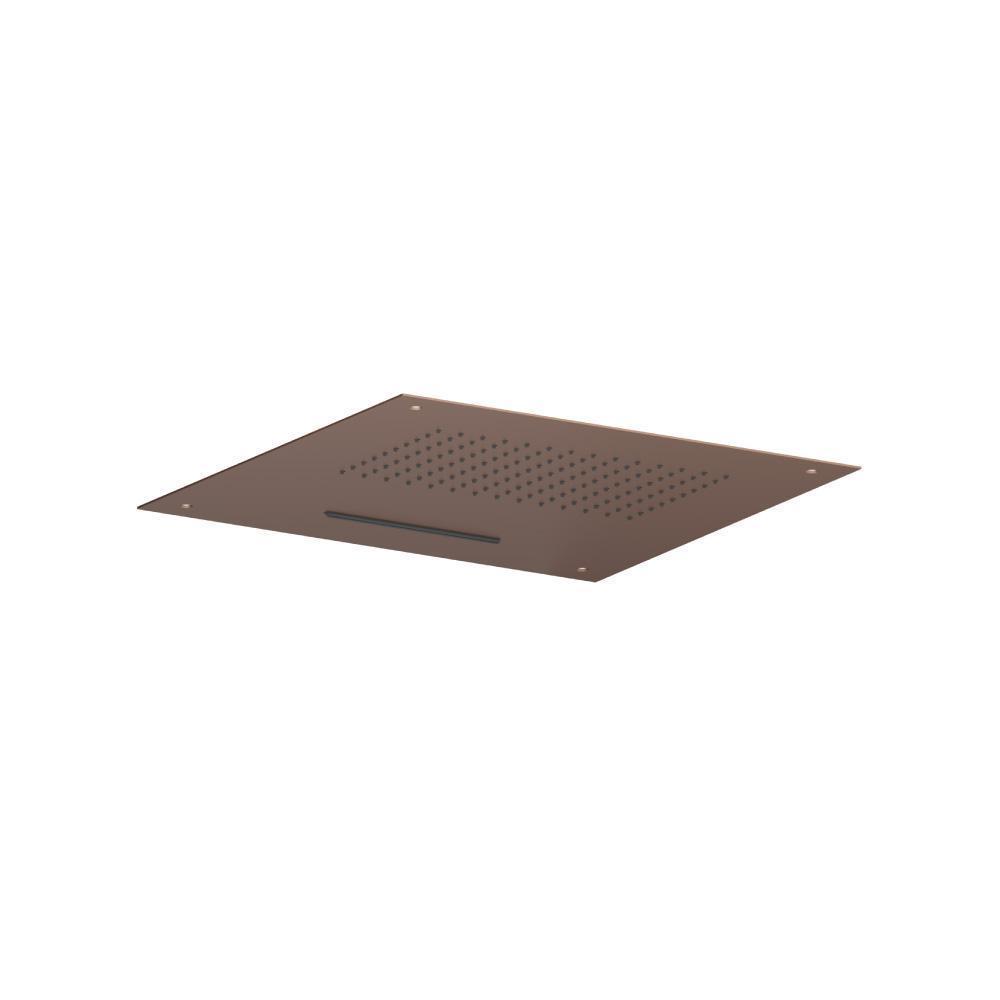 20" Stainless Steel Flush Mount Rainhead With Cascade Waterfall | Vortex Brown