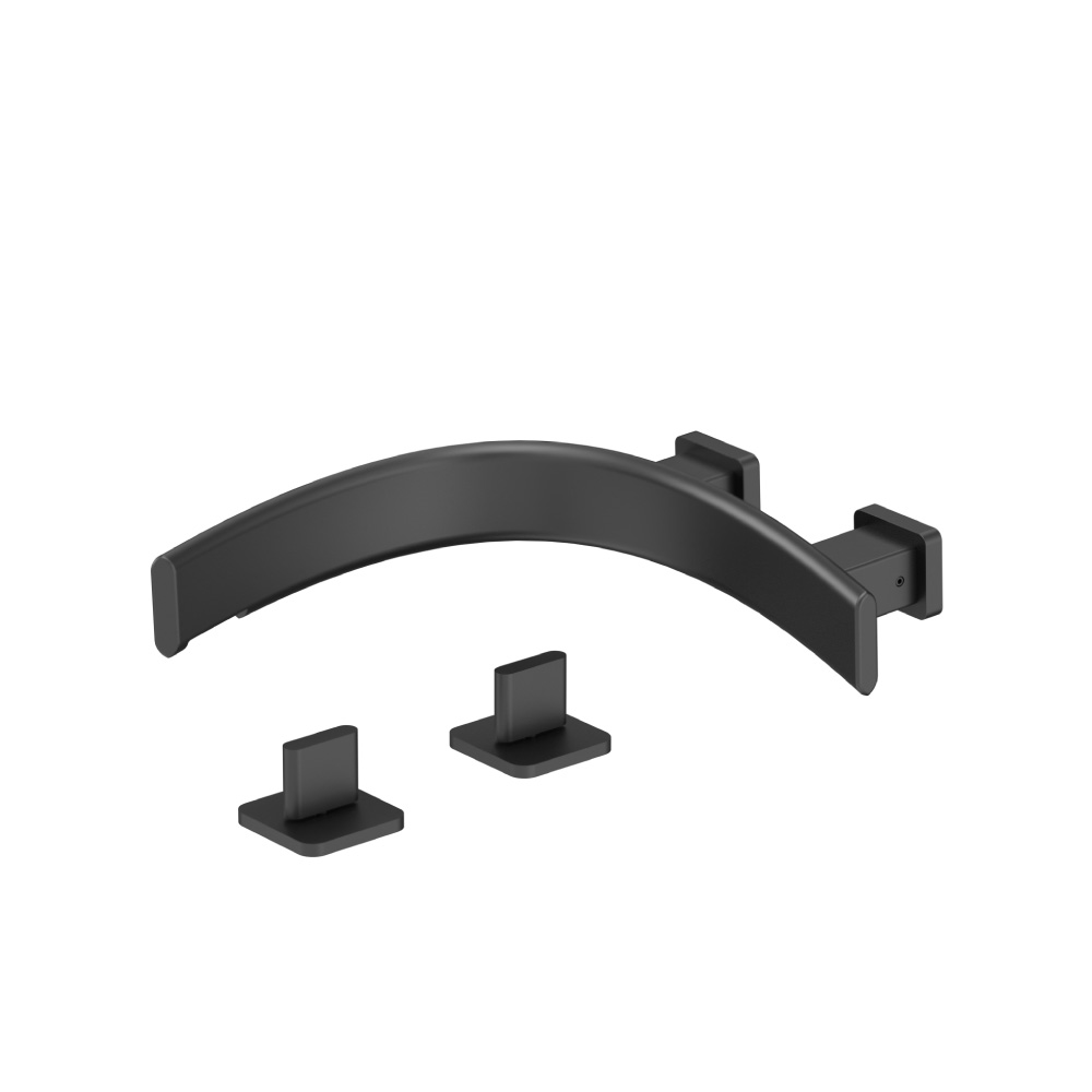 Wall Mount Faucet Spout - Right Facing Curvature | Gloss Black