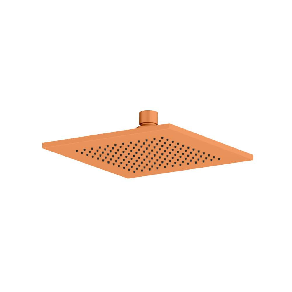 8" Solid Brass Showerhead / Rainhead - Square | Terracotta Orange
