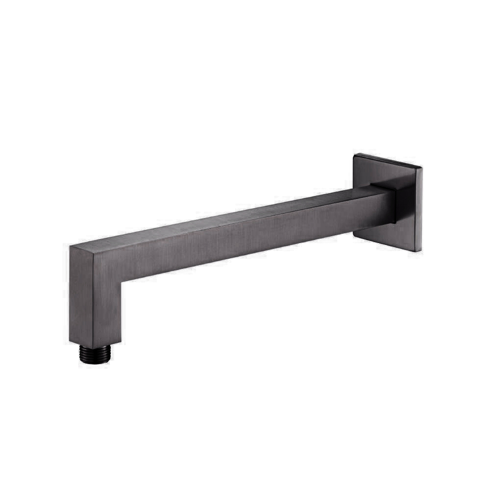 Wall Mount Square Shower Arm - 12" (300mm) - With Flange | Brushed Gun Metal PVD