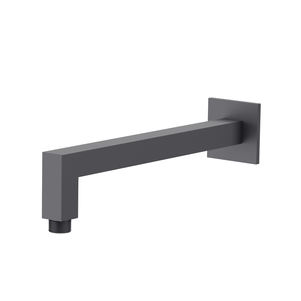 Wall Mount Square Shower Arm - 12" (300mm) - With Flange | Dark Grey