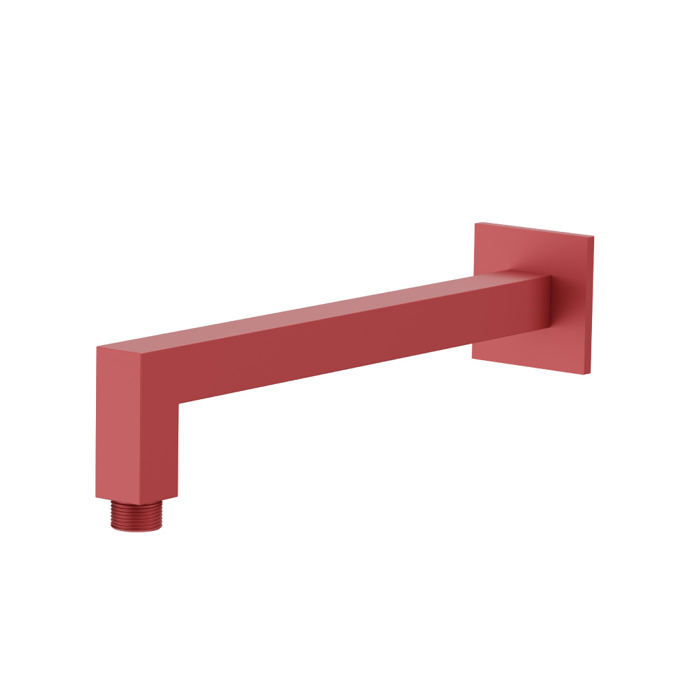 Wall Mount Square Shower Arm - 12" (300mm) - With Flange | Deep Red