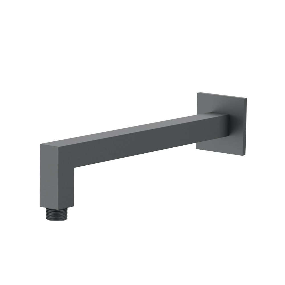 Wall Mount Square Shower Arm - 12" (300mm) - With Flange | Rock Grey