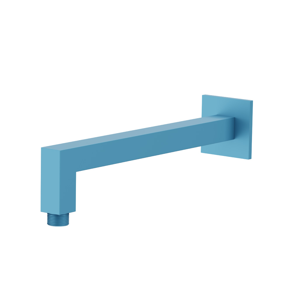 Wall Mount Square Shower Arm - 12" (300mm) - With Flange | Sky Blue