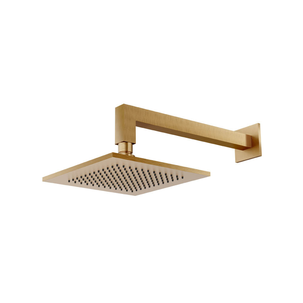 8" Solid Brass Showerhead / Rainhead With 12" Wall Mount Shower Arm | Brushed Bronze PVD