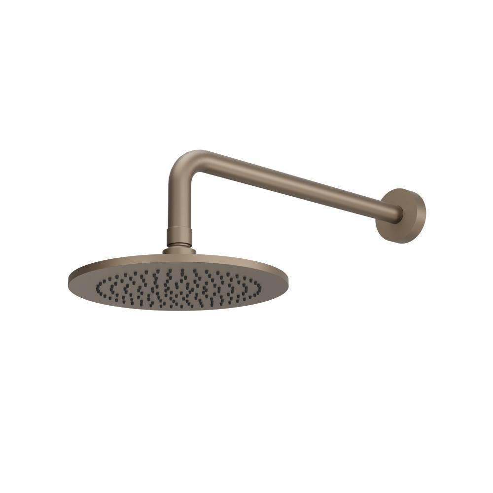 8" Solid Brass Showerhead / Rainhead With 12" Wall Mount Shower Arm | Dark Tan