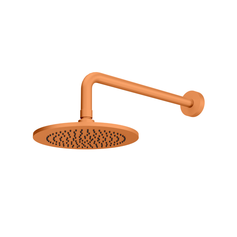 8" Solid Brass Showerhead / Rainhead With 12" Wall Mount Shower Arm | Terracotta Orange