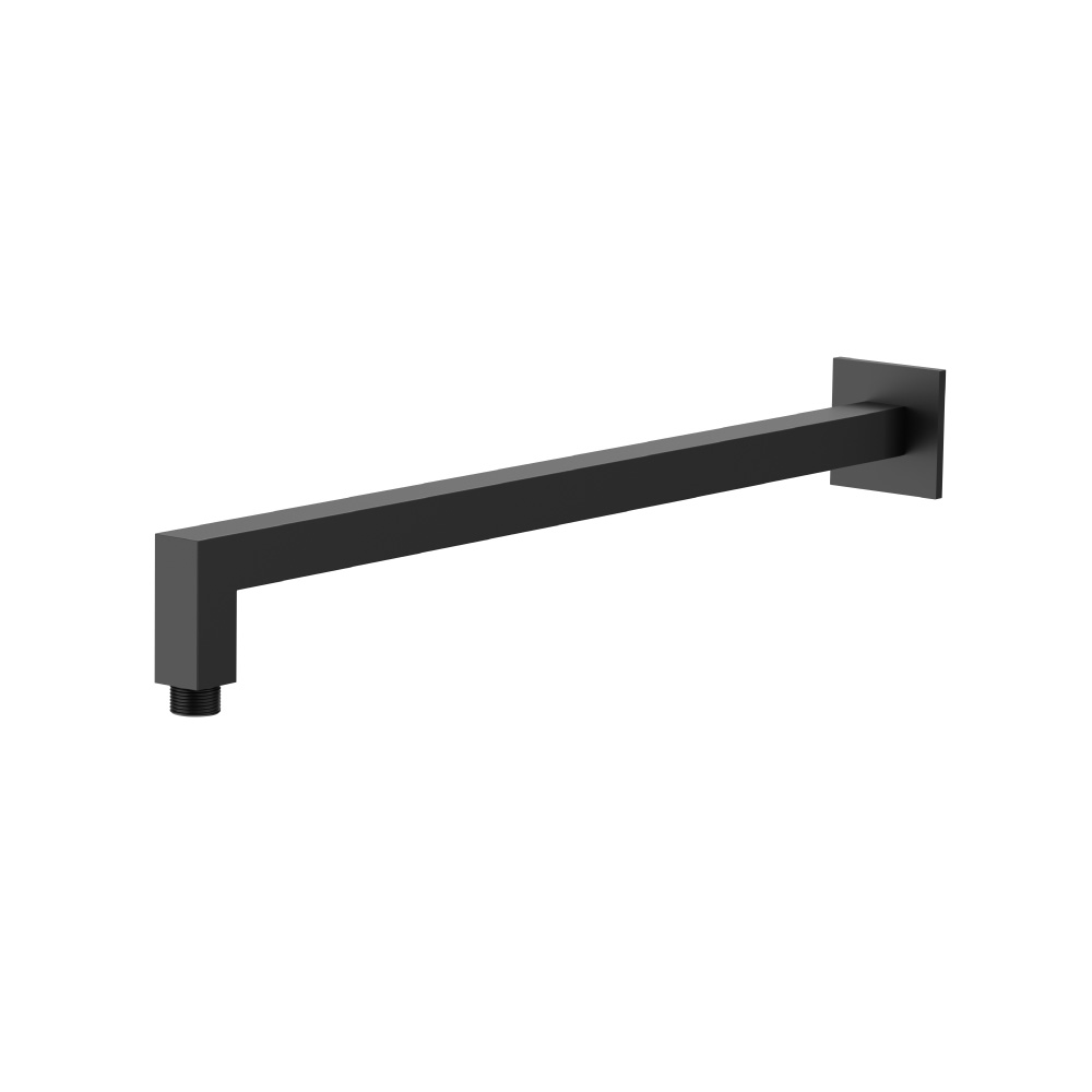 Wall Mount Square Shower Arm - 16" (400mm) - With Flange | Gloss Black