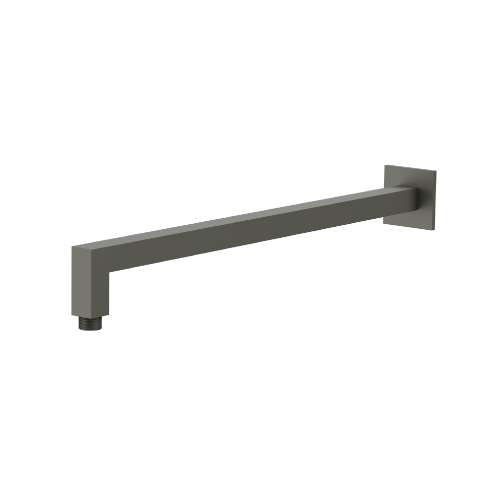 Wall Mount Square Shower Arm - 16" (400mm) - With Flange | Gun Metal Grey