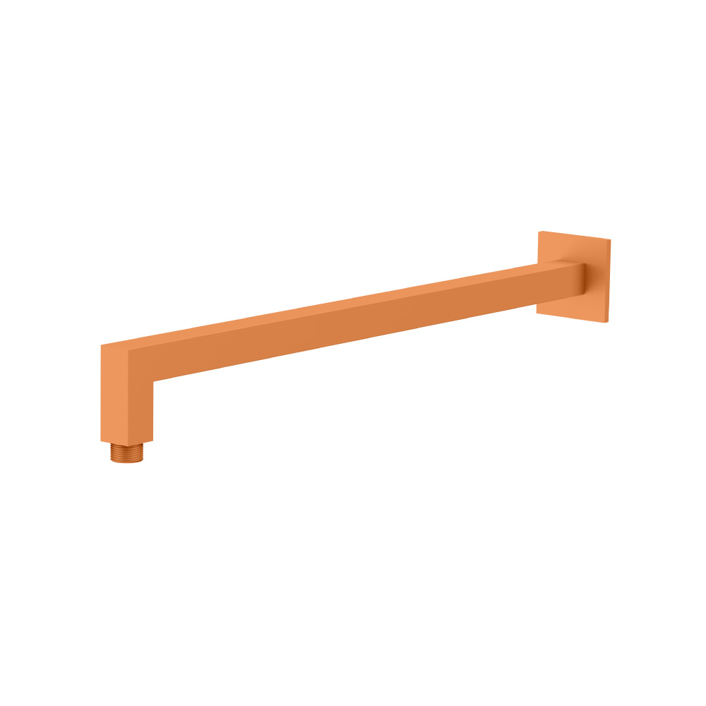Wall Mount Square Shower Arm - 16" (400mm) - With Flange | Terracotta Orange