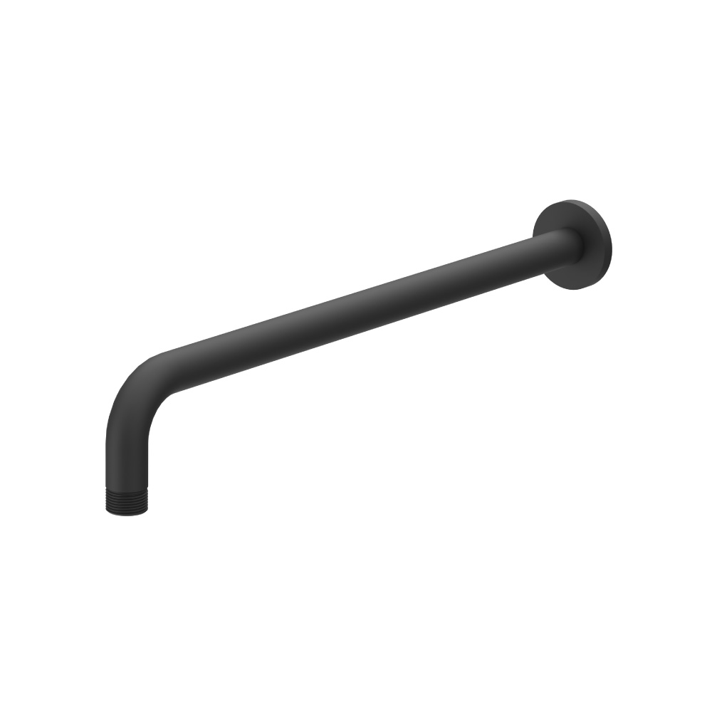 Wall Mount Round Shower Arm - 16" (400mm) - With Flange | Matte Black