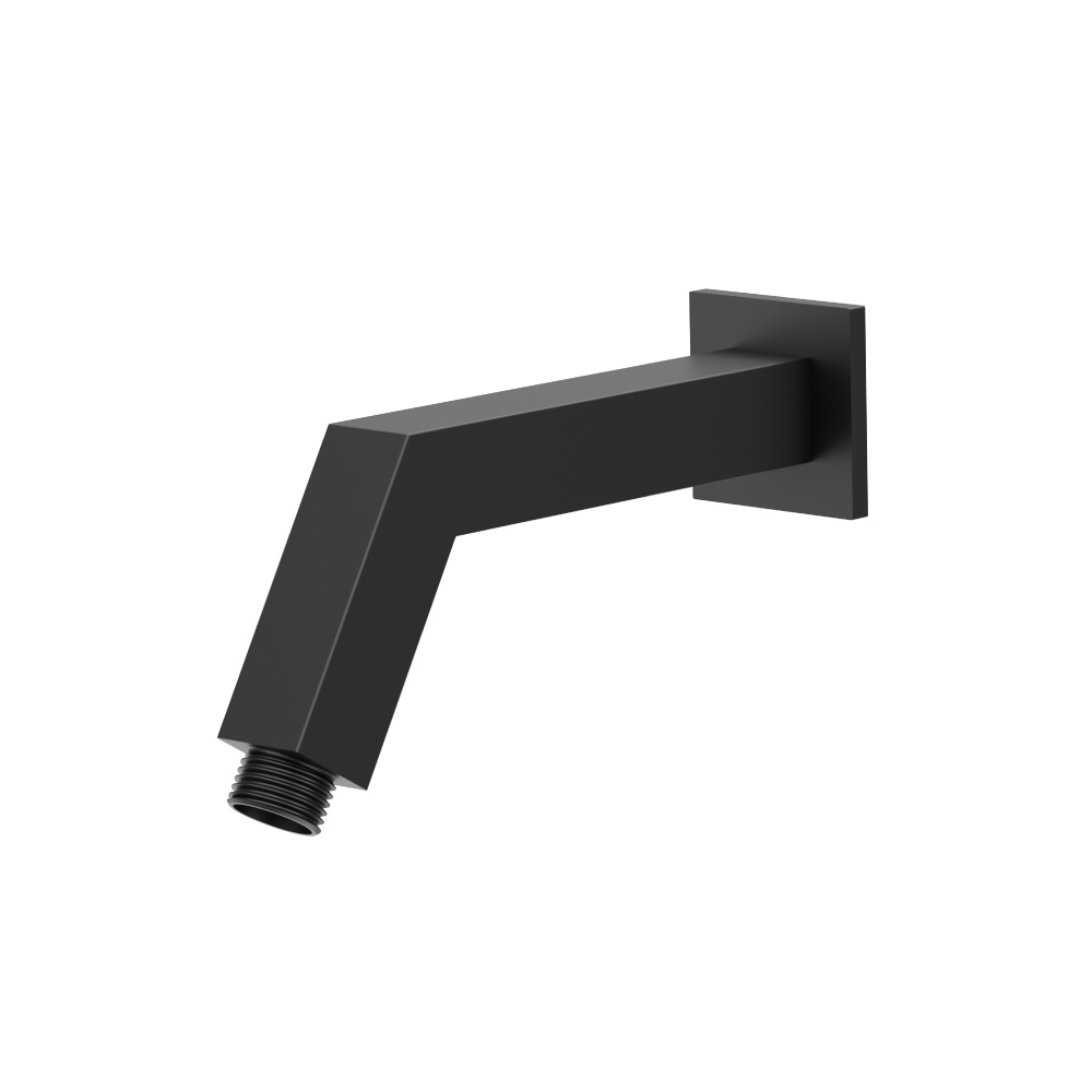 Square Shower Arm With Flange - 7" - With Flange | Gloss Black