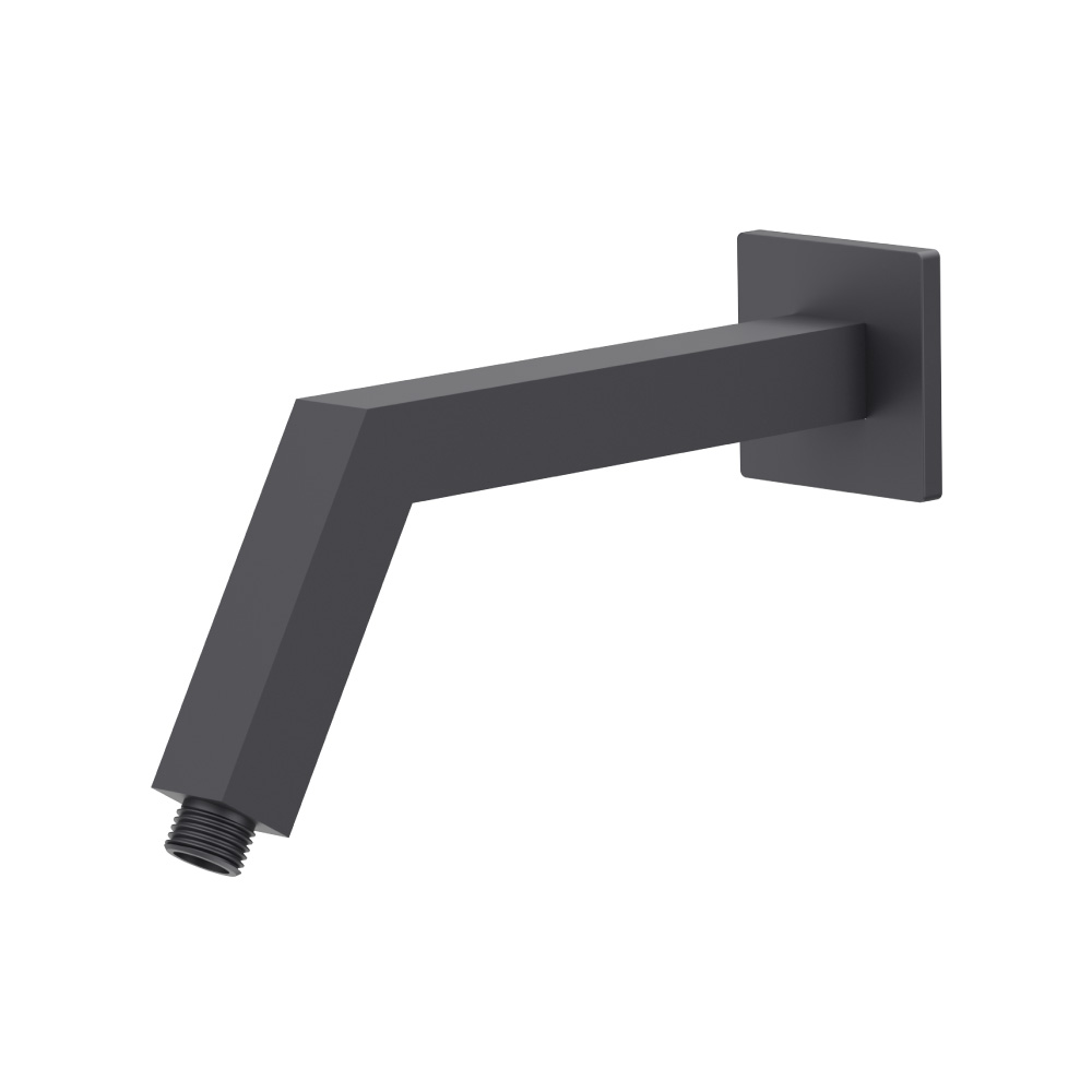 Square Shower Arm With Flange - 10" - With Flange | Dark Grey