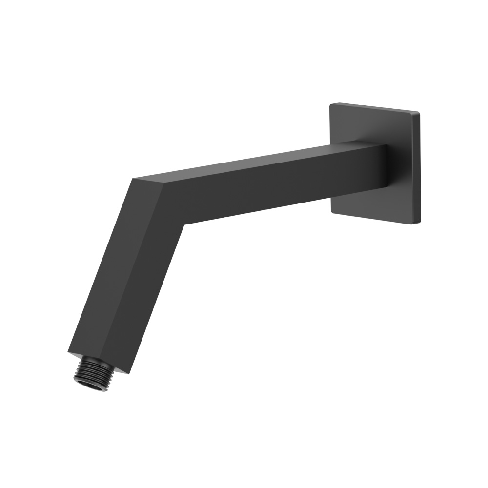 Square Shower Arm With Flange - 10" - With Flange | Gloss Black