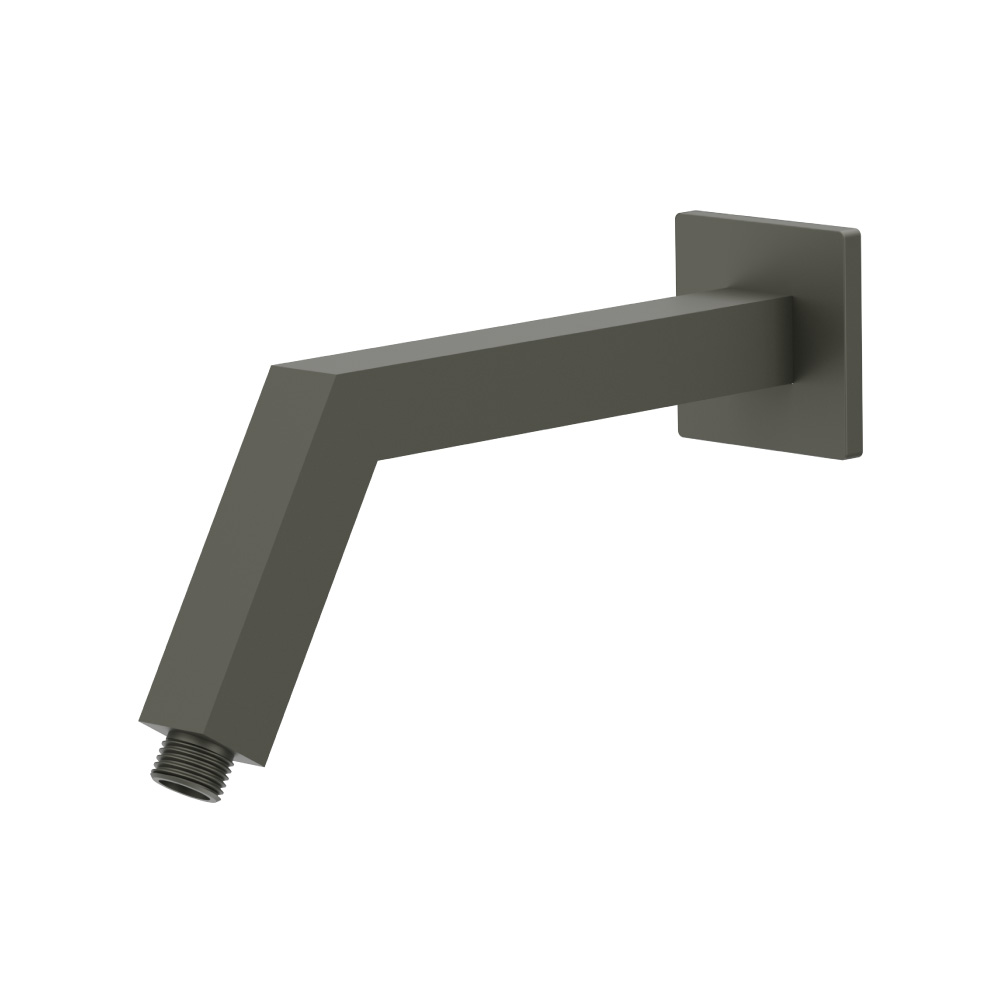 Square Shower Arm With Flange - 10" - With Flange | Gun Metal Grey
