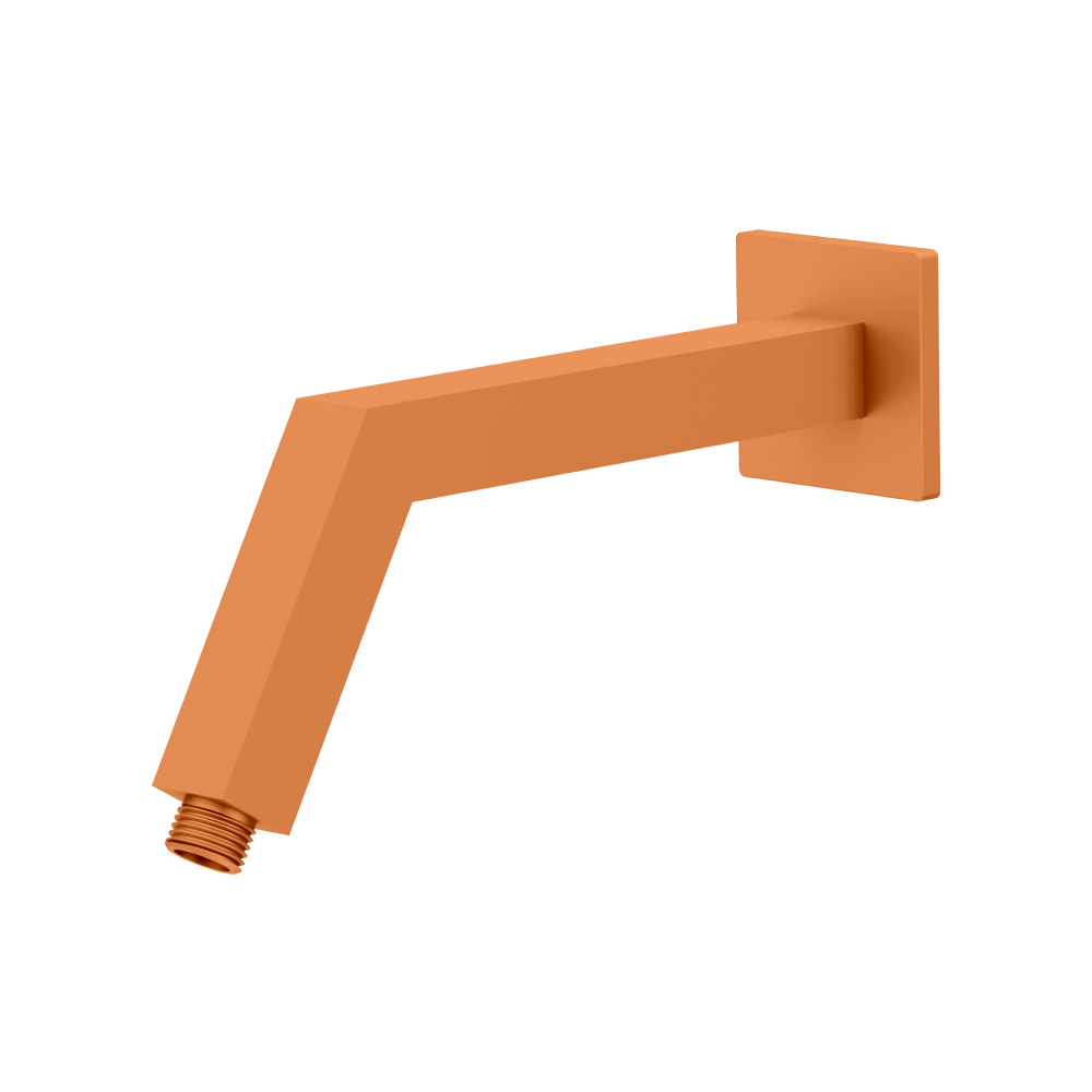 Square Shower Arm With Flange - 10" - With Flange | Terracotta Orange