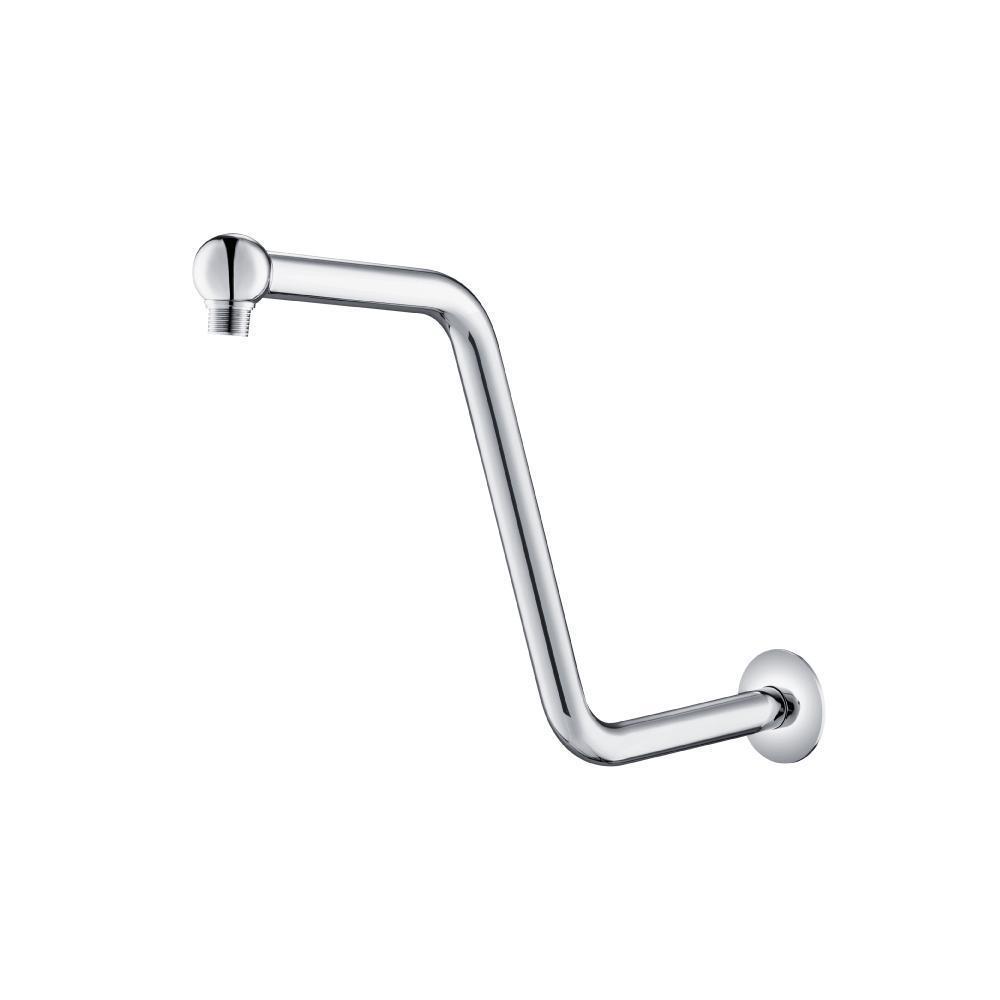 Round Shower Arm With Flange - 14" - S-Shaped | Chrome