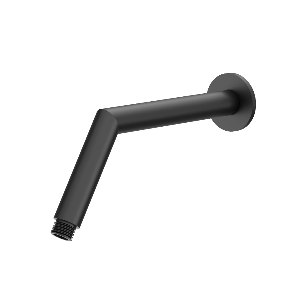 Round Shower Arm With Flange - 10" - With Flange | Gloss Black