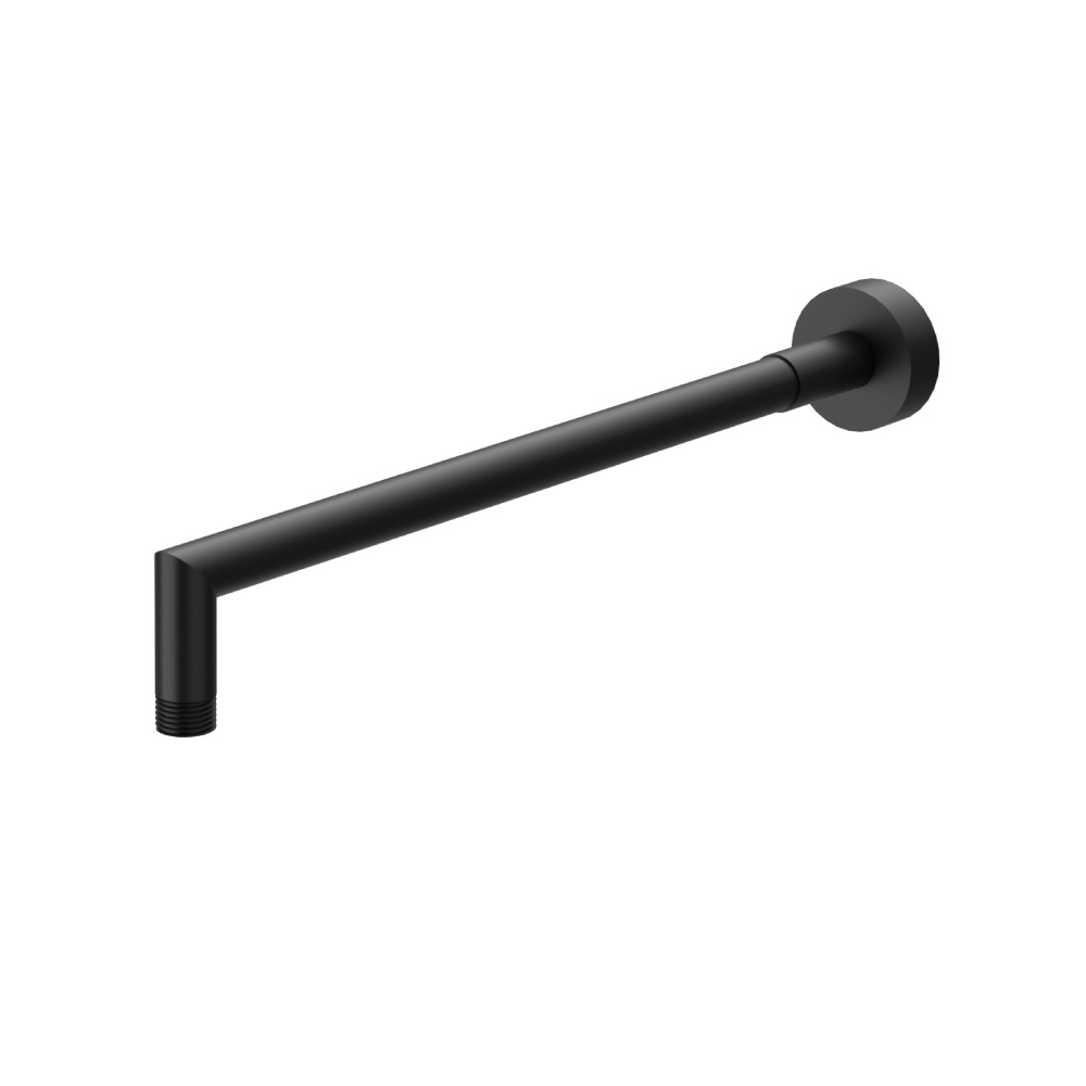 Wall Mount Round Shower Arm - 16" (400mm) - With Flange | Gloss Black