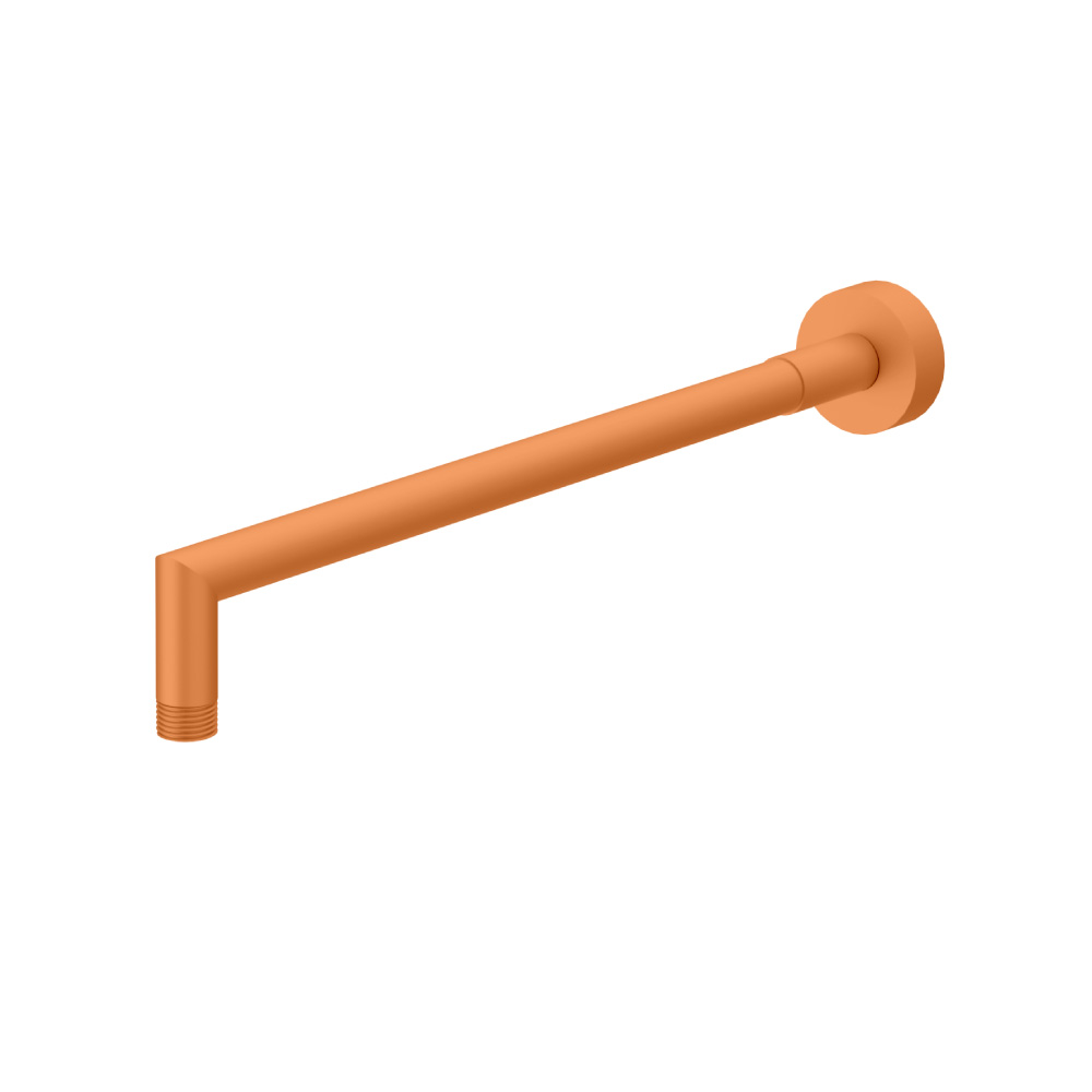 Wall Mount Round Shower Arm - 16" (400mm) - With Flange | Terracotta Orange