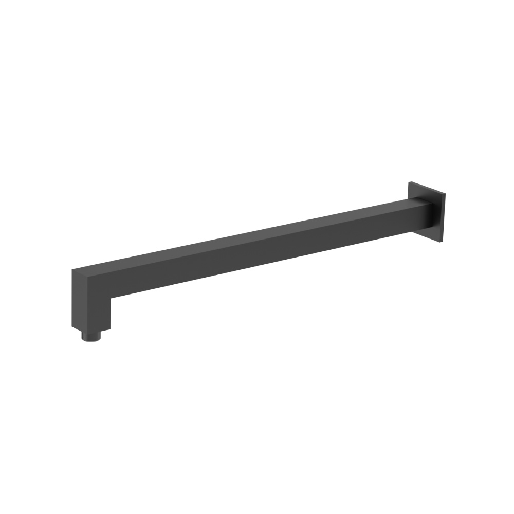 Wall Mount Square Shower Arm - 20" - With Flange | Gloss Black