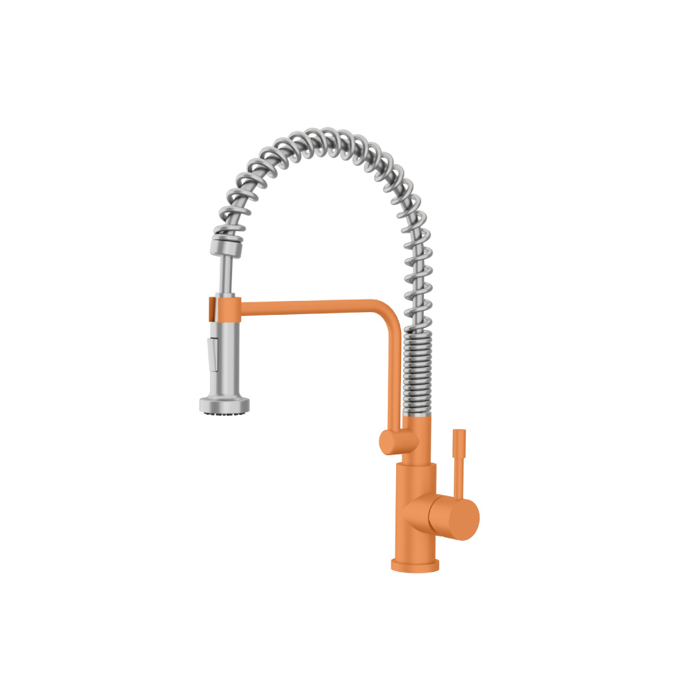 Caso - Semi-Professional Dual Spray Stainless Steel Kitchen Faucet With Pull Out | Terracotta Orange