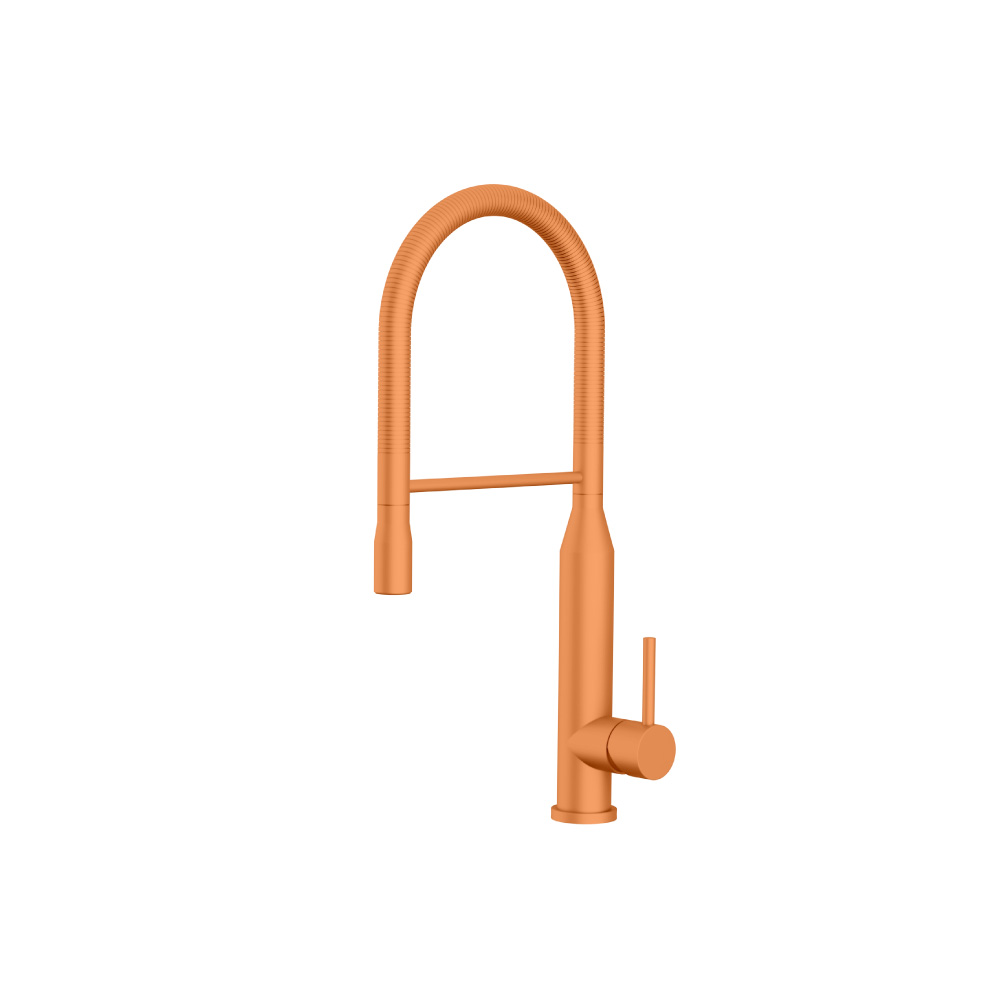 Glatt - Semi-Professional Dual Spray Stainless Steel Kitchen Faucet With Pull Out | Terracotta Orange