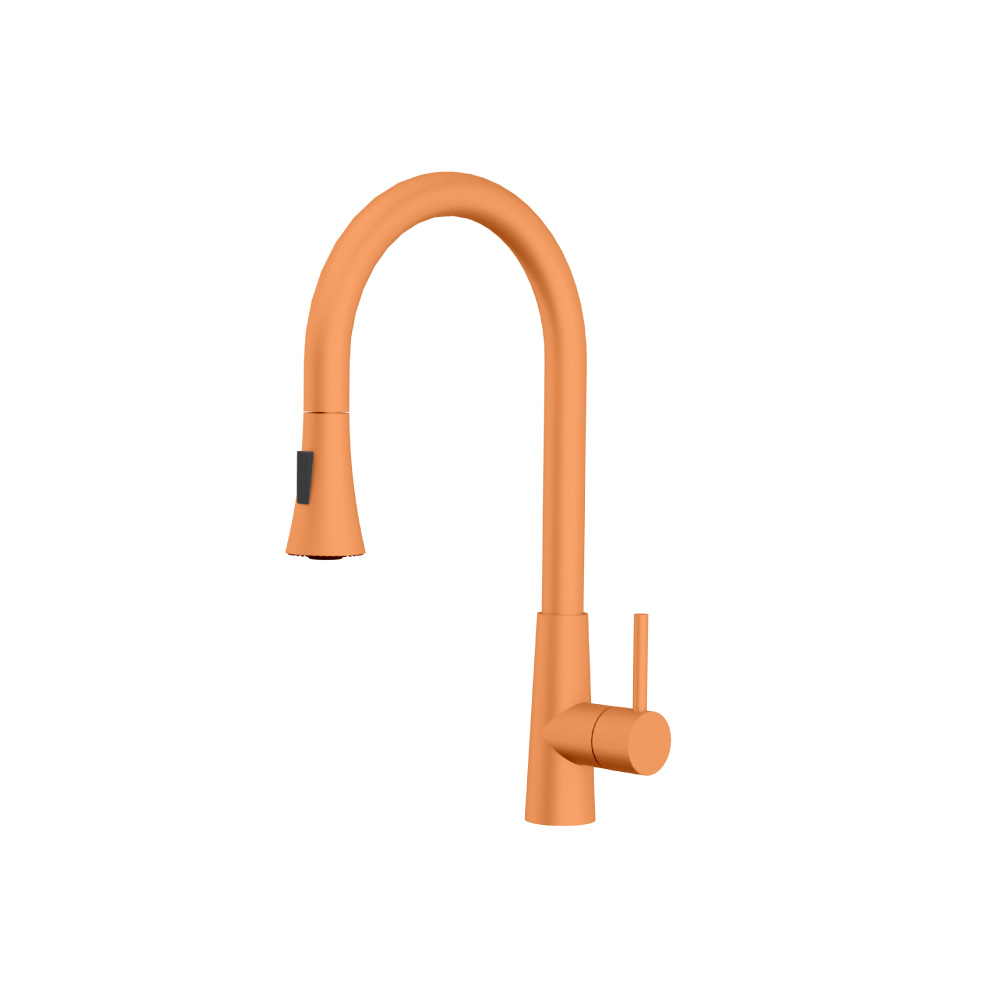 Zest - Dual Spray Stainless Steel Kitchen Faucet With Pull Out | Terracotta Orange