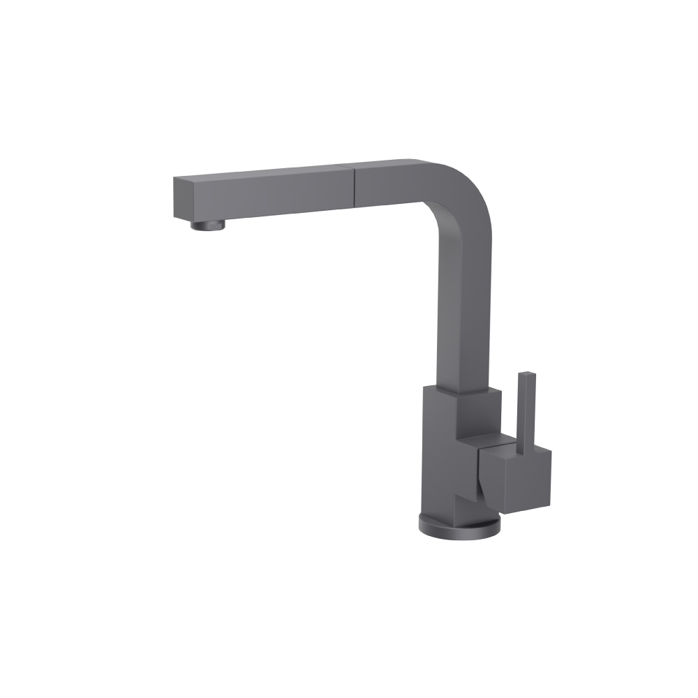 Deus - Dual Spray Stainless Steel Kitchen Faucet With Pull Out | Dark Grey