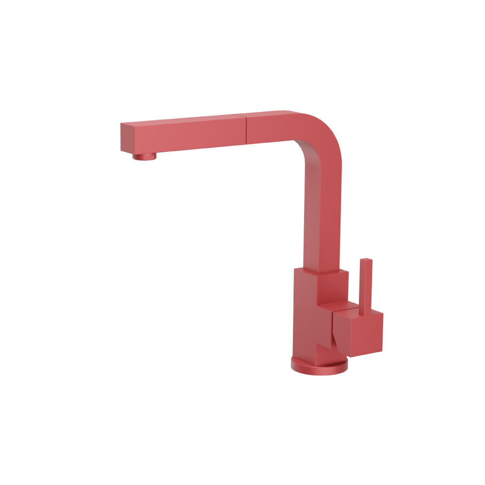Deus - Dual Spray Stainless Steel Kitchen Faucet With Pull Out | Deep Red