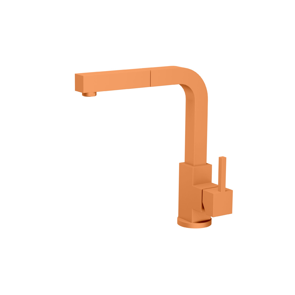 Deus - Dual Spray Stainless Steel Kitchen Faucet With Pull Out | Terracotta Orange
