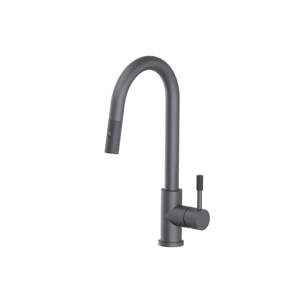 Vasco - Dual Spray Stainless Steel Kitchen Faucet With Pull Out & Knurling | Dark Grey