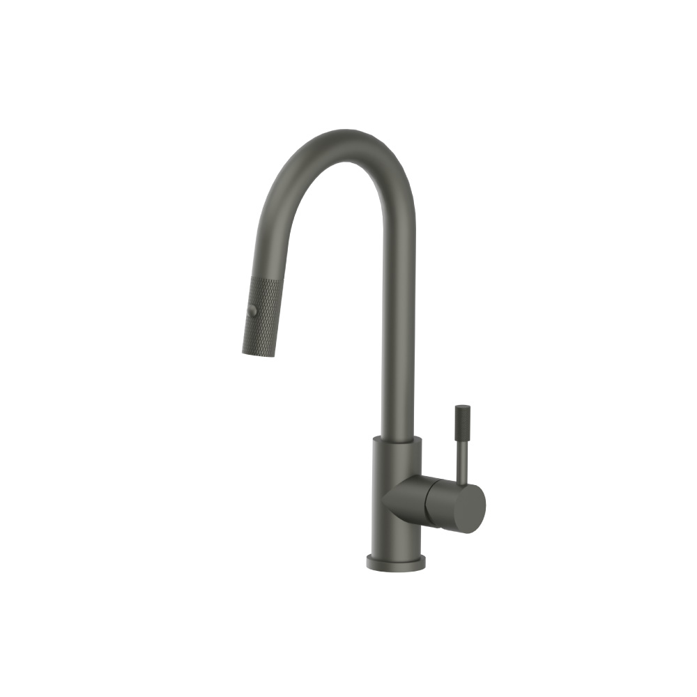 Vasco - Dual Spray Stainless Steel Kitchen Faucet With Pull Out & Knurling | Dark Green