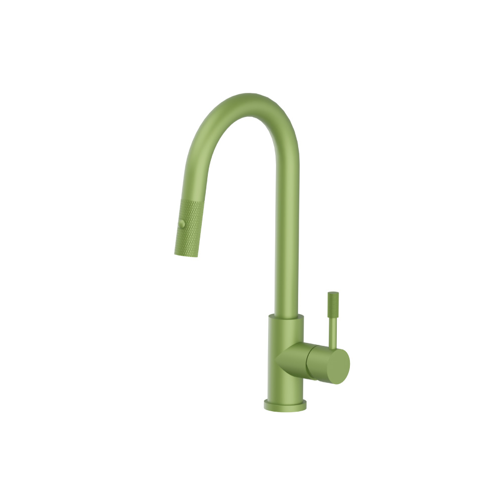 Vasco - Dual Spray Stainless Steel Kitchen Faucet With Pull Out & Knurling | Isenberg Green