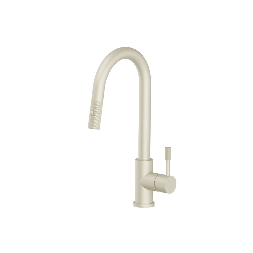 Vasco - Dual Spray Stainless Steel Kitchen Faucet With Pull Out & Knurling | Light Tan