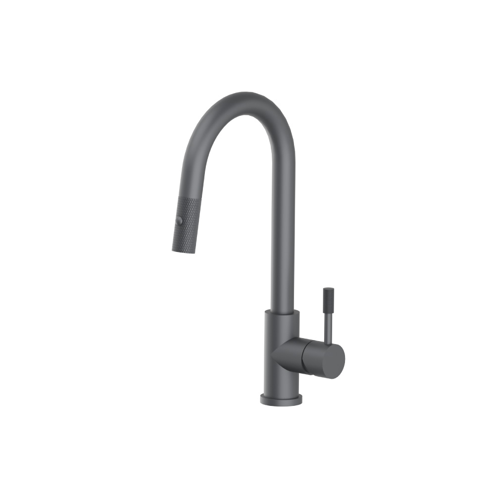 Vasco - Dual Spray Stainless Steel Kitchen Faucet With Pull Out & Knurling | Rock Grey