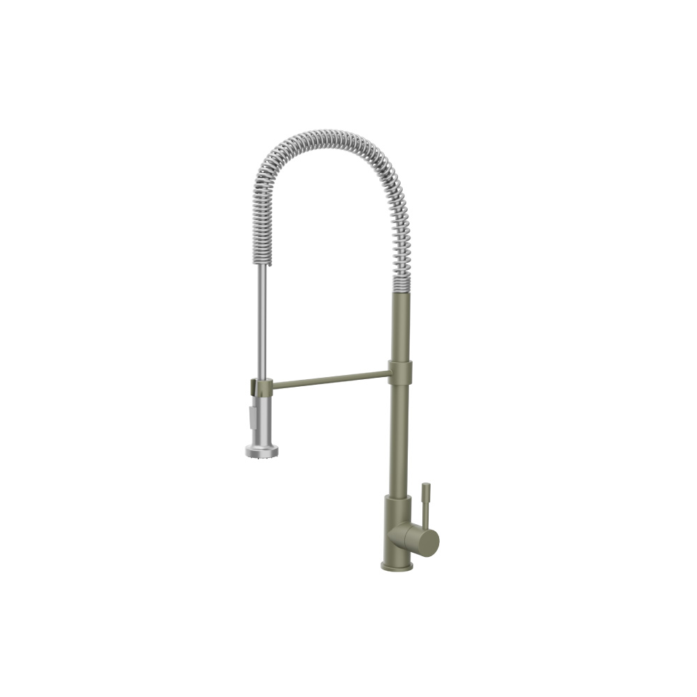 Professio - S - Dual Spray Professional Stainless Steel Kitchen Faucet With Pull Out | Army Green