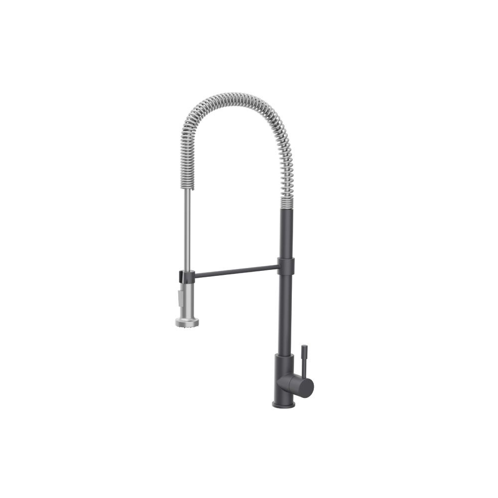 Professio - S - Dual Spray Professional Stainless Steel Kitchen Faucet With Pull Out | Dark Grey
