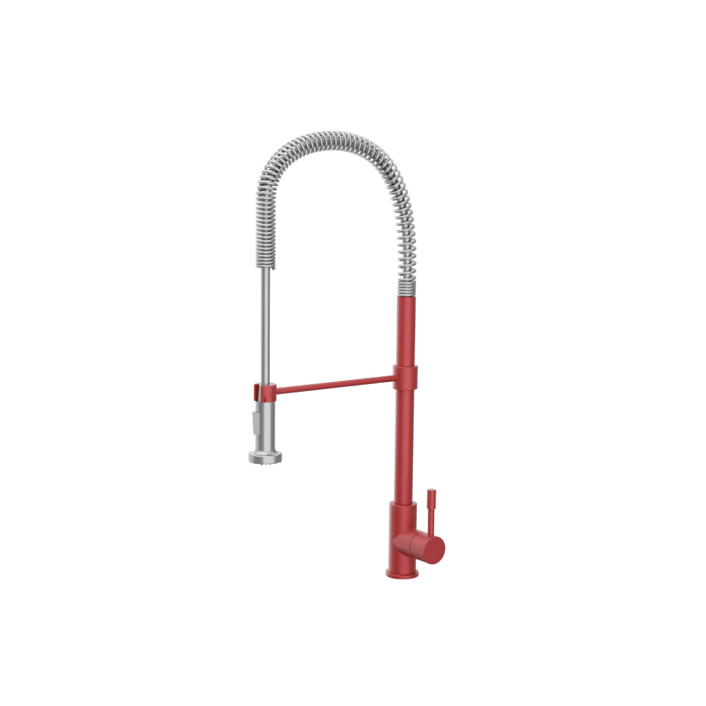 Professio - S - Dual Spray Professional Stainless Steel Kitchen Faucet With Pull Out | Deep Red